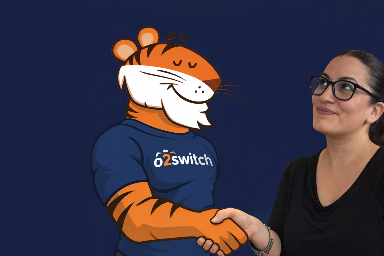 Illustration repr&eacute;sentant l'h&eacute;bergement site web O2SWITCH serrant la main de FANET