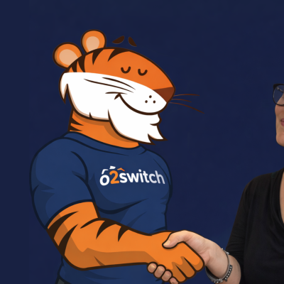 Illustration repr&eacute;sentant l'h&eacute;bergement site web O2SWITCH serrant la main de FANET